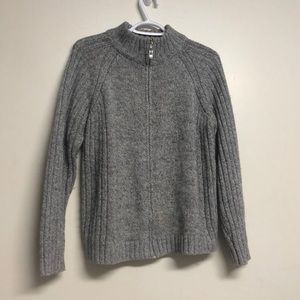 Grey zip up knit sweater